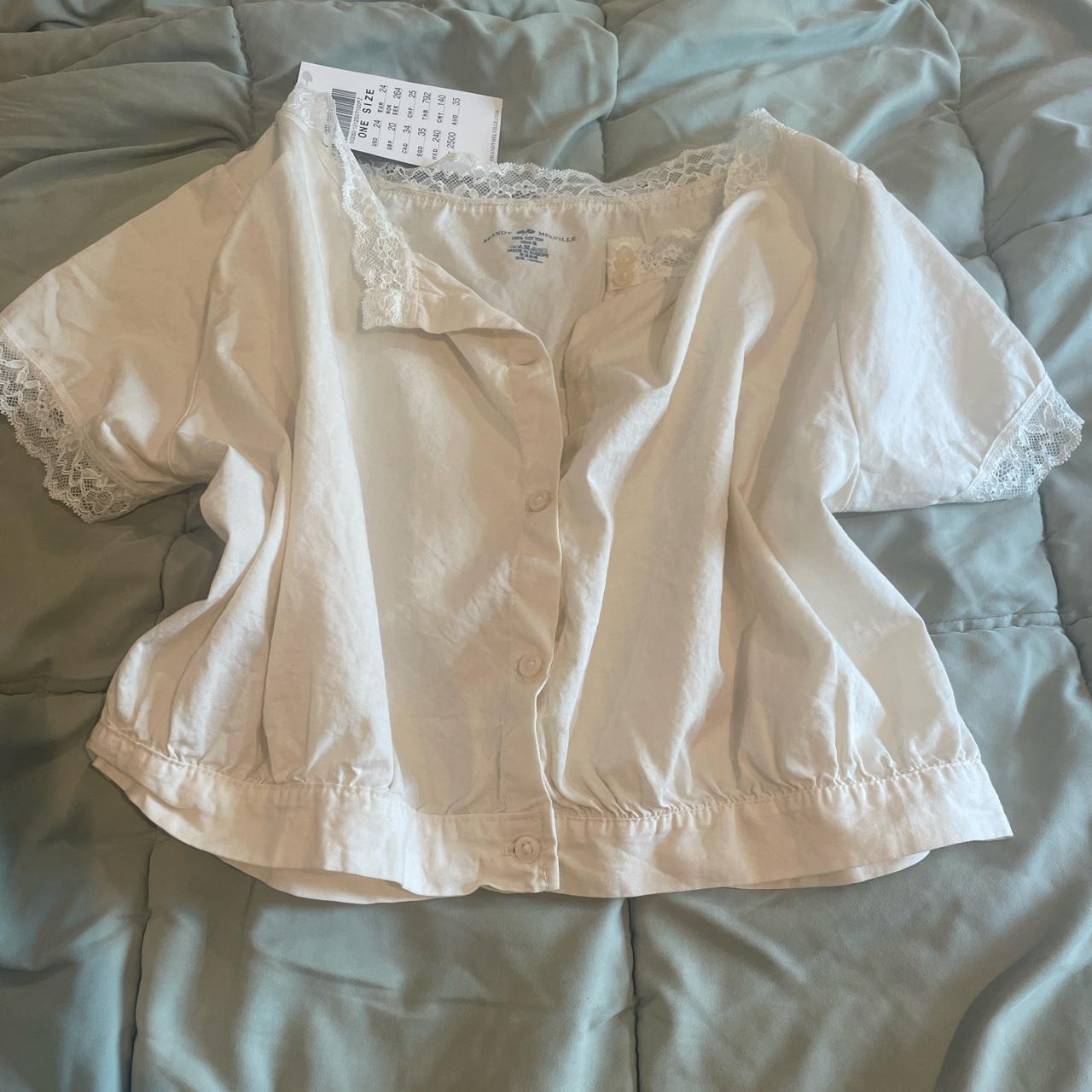 small cute brandy melville blouse super good fabric... - Depop