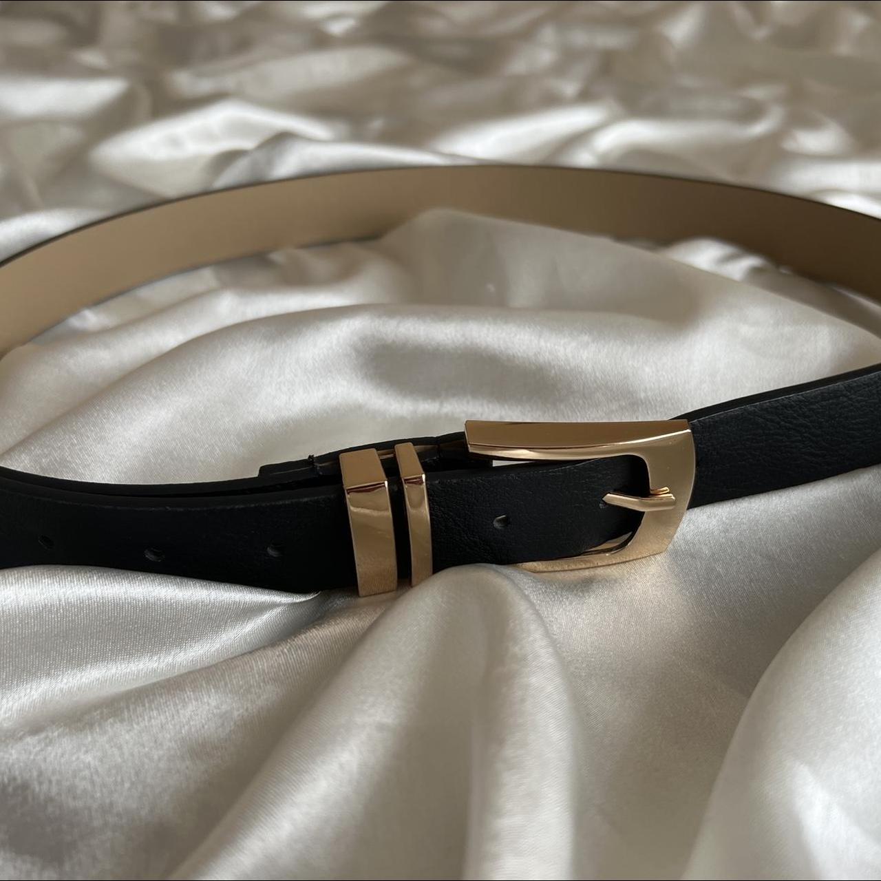 Women's Black and Gold Belt | Depop