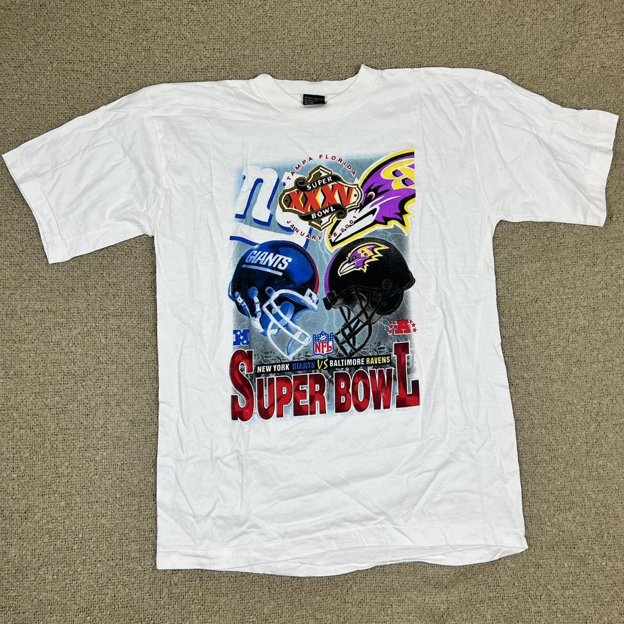 Vintage Super bowl Shirt Large White 2001 NFL Baltimore Ravens New