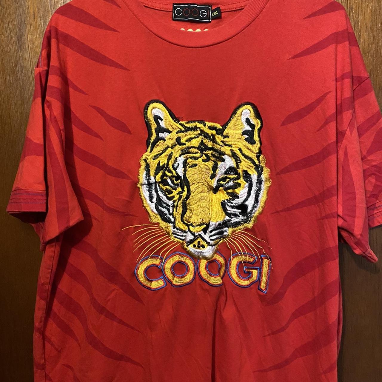 Coogi Men Black T-Shirt Big C Tiger Head Embroidered XL