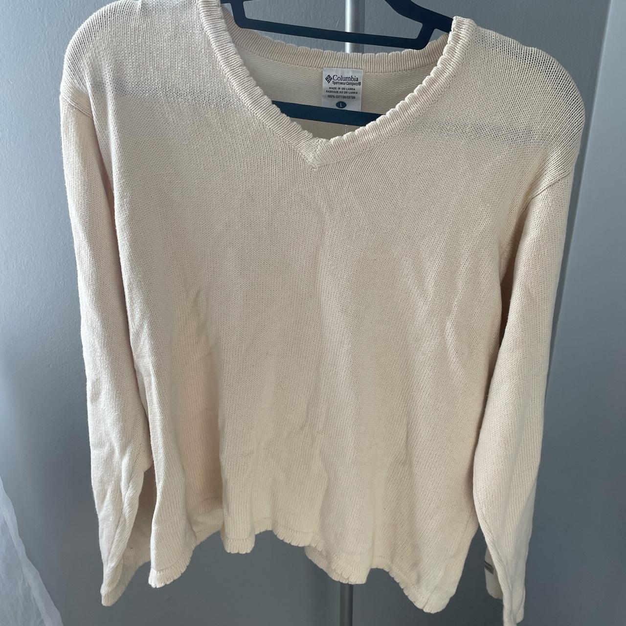 Columbia light cream sweater Very cute scalloped... Depop