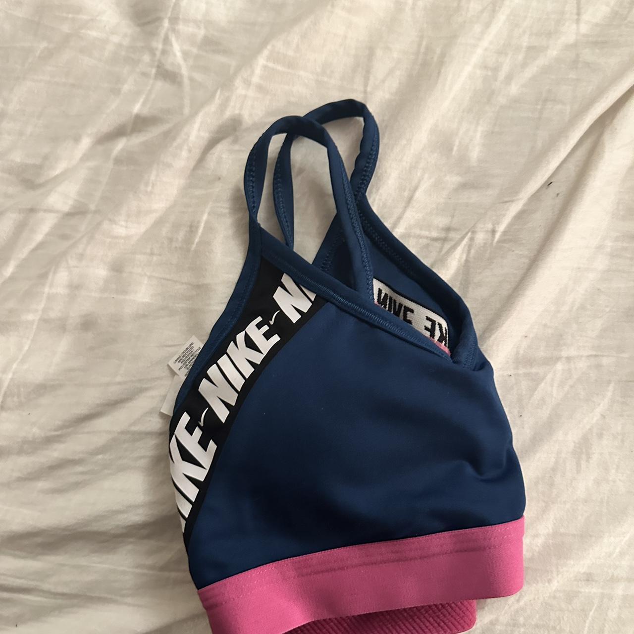 Nike blue and pink sports bra Size small Padded - - Depop