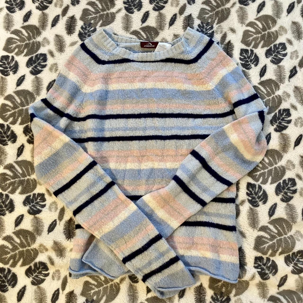 Jordache 1980’s vintage pastel striped sweater... - Depop