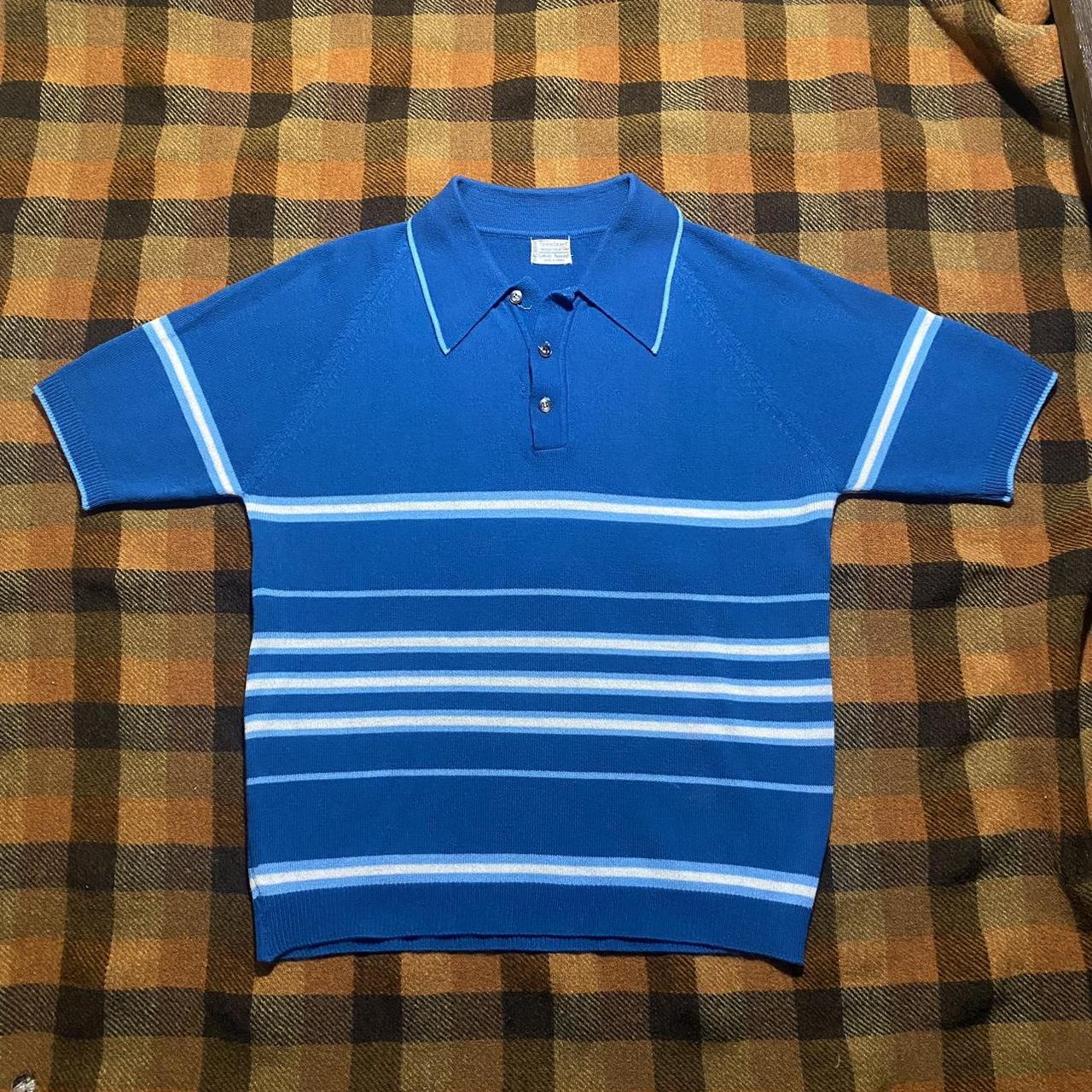 American Vintage Men's Blue and White Polo-shirts | Depop