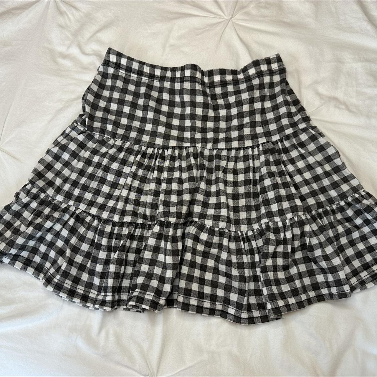 Black Gingham Ruffle Skirt (S) // I Saw It... - Depop