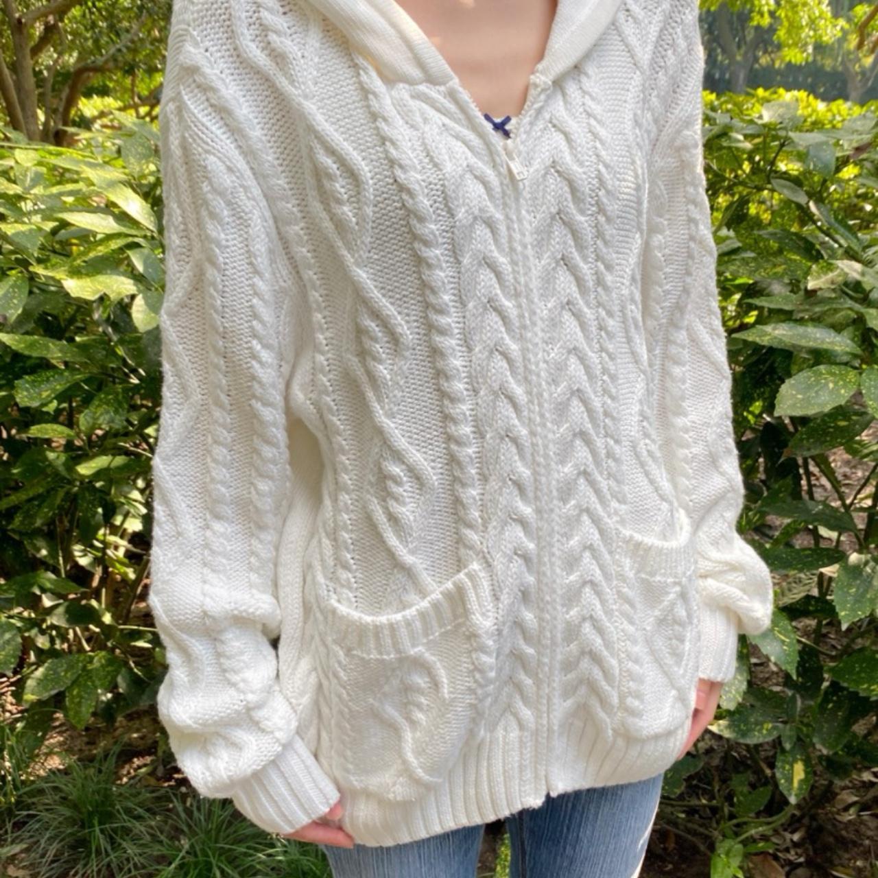 Brandy Melville Ayla cable knit zip-up sweater Depop