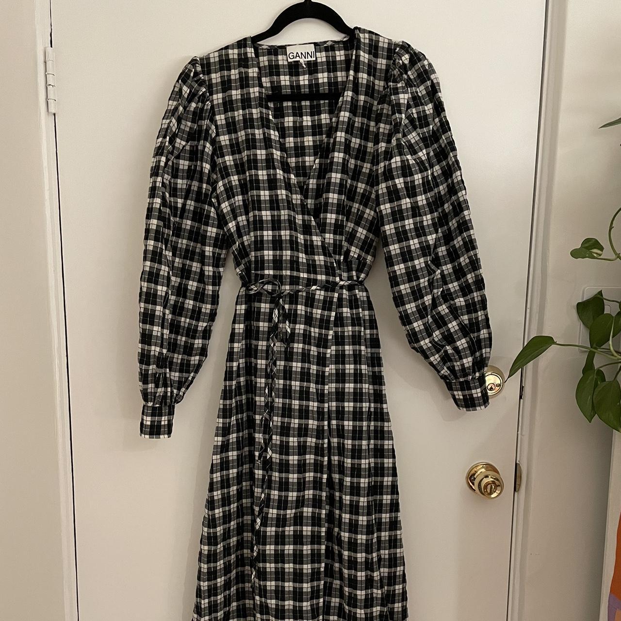 Seersucker Dress Ganni Gingham Wrap Dress Ganni Gingham Seersucker