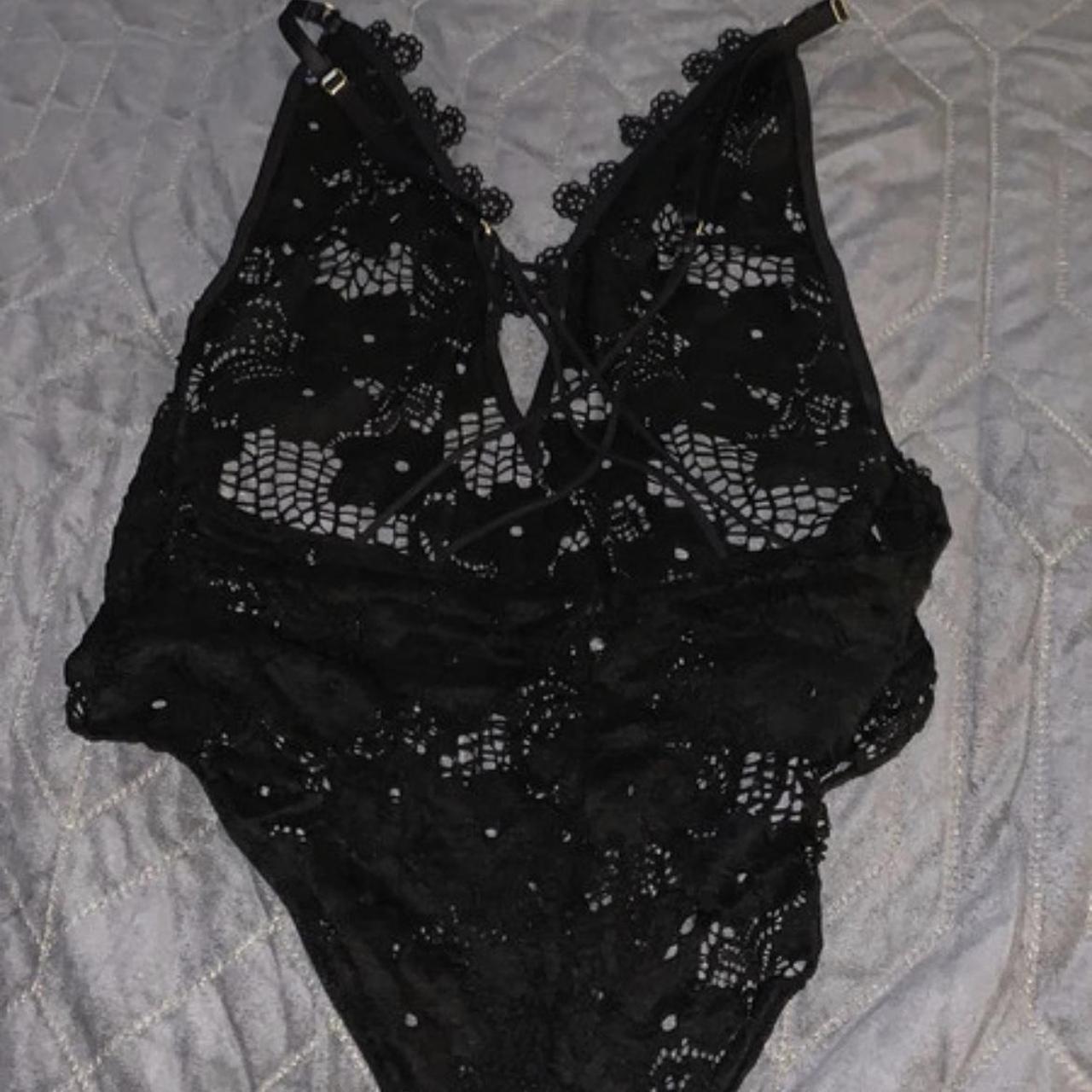 Black floral lace bodysuit from primark. Only tried... - Depop