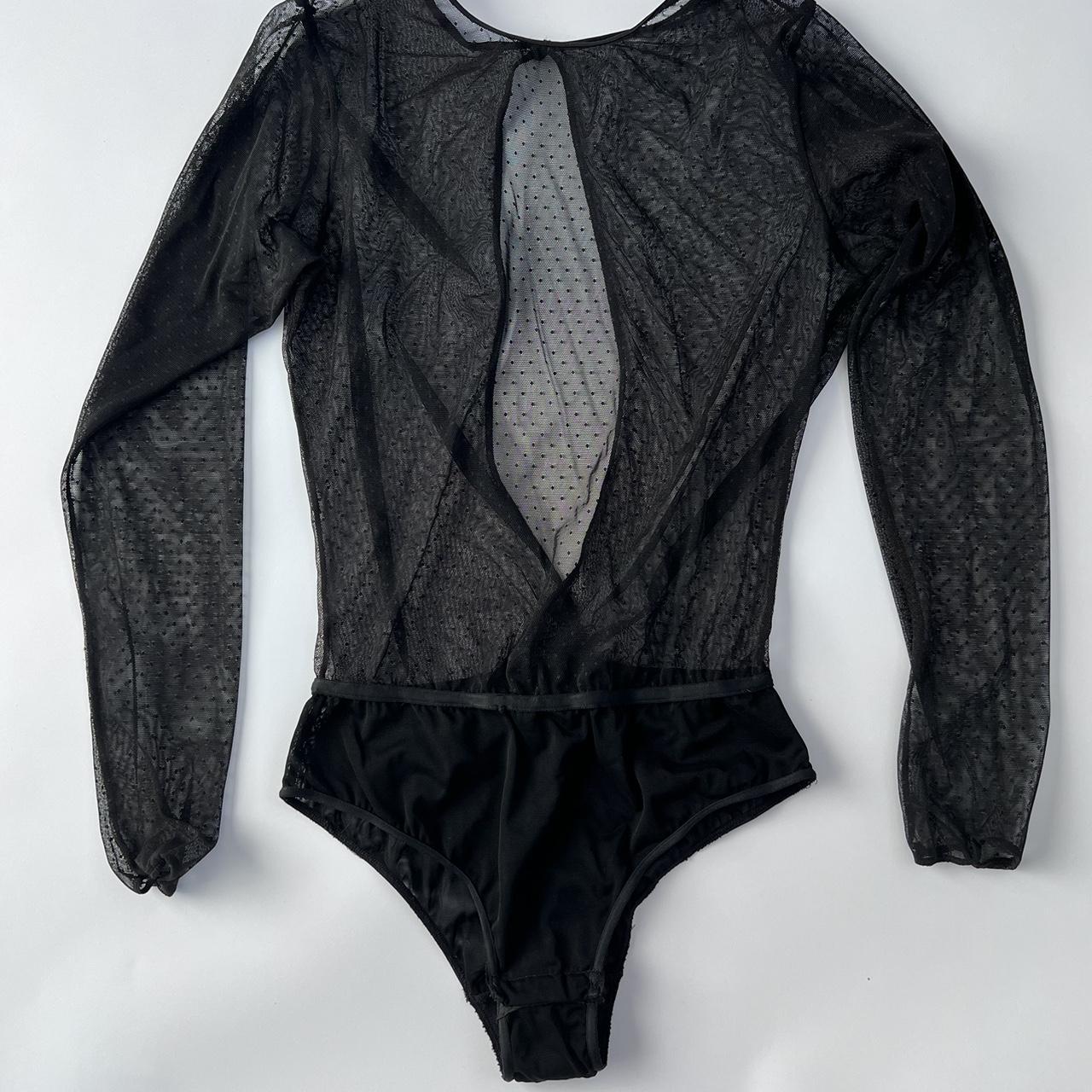 Black see through lingerie bodysuit size S/M - Depop