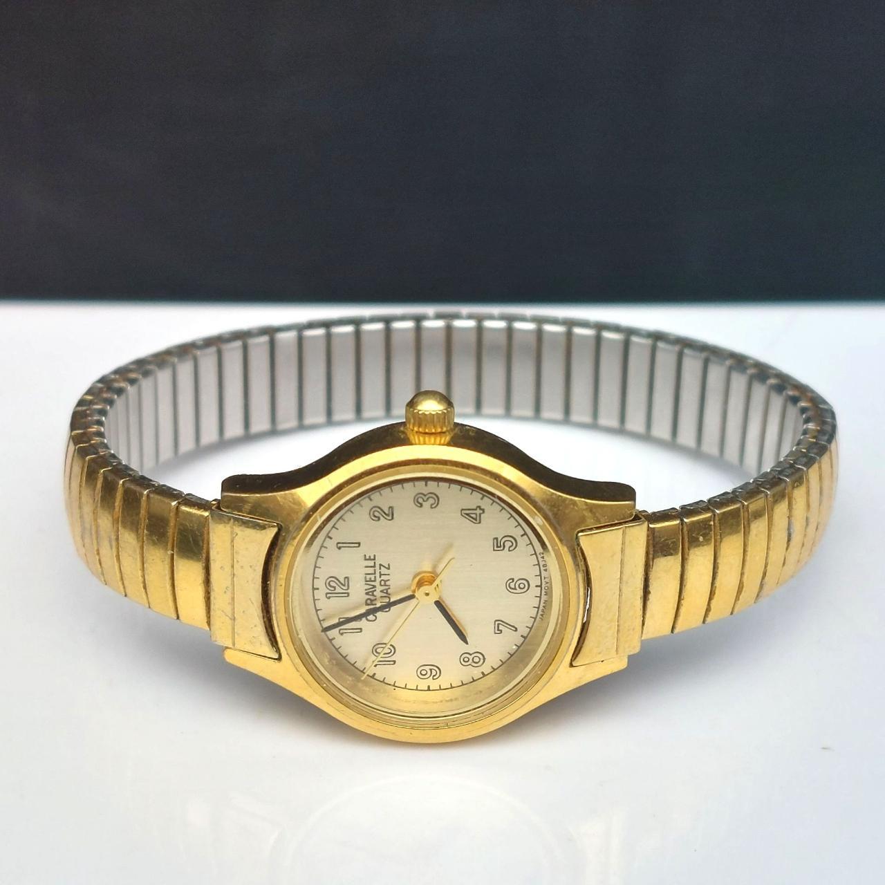 Vintage Ladies Caravelle bulova faux Diamond watch - gold plate bracelet retailer watch - 4-6