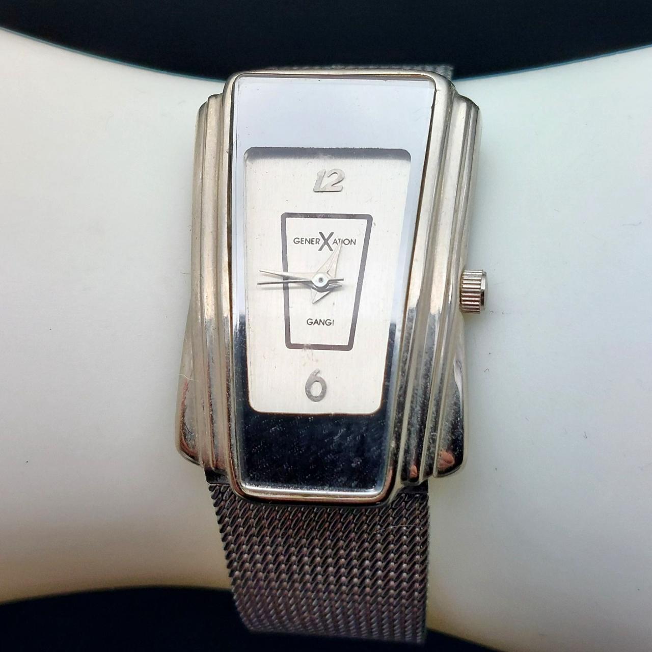 Generation X Rectangular Silver Tone Mesh Watch With. Depop