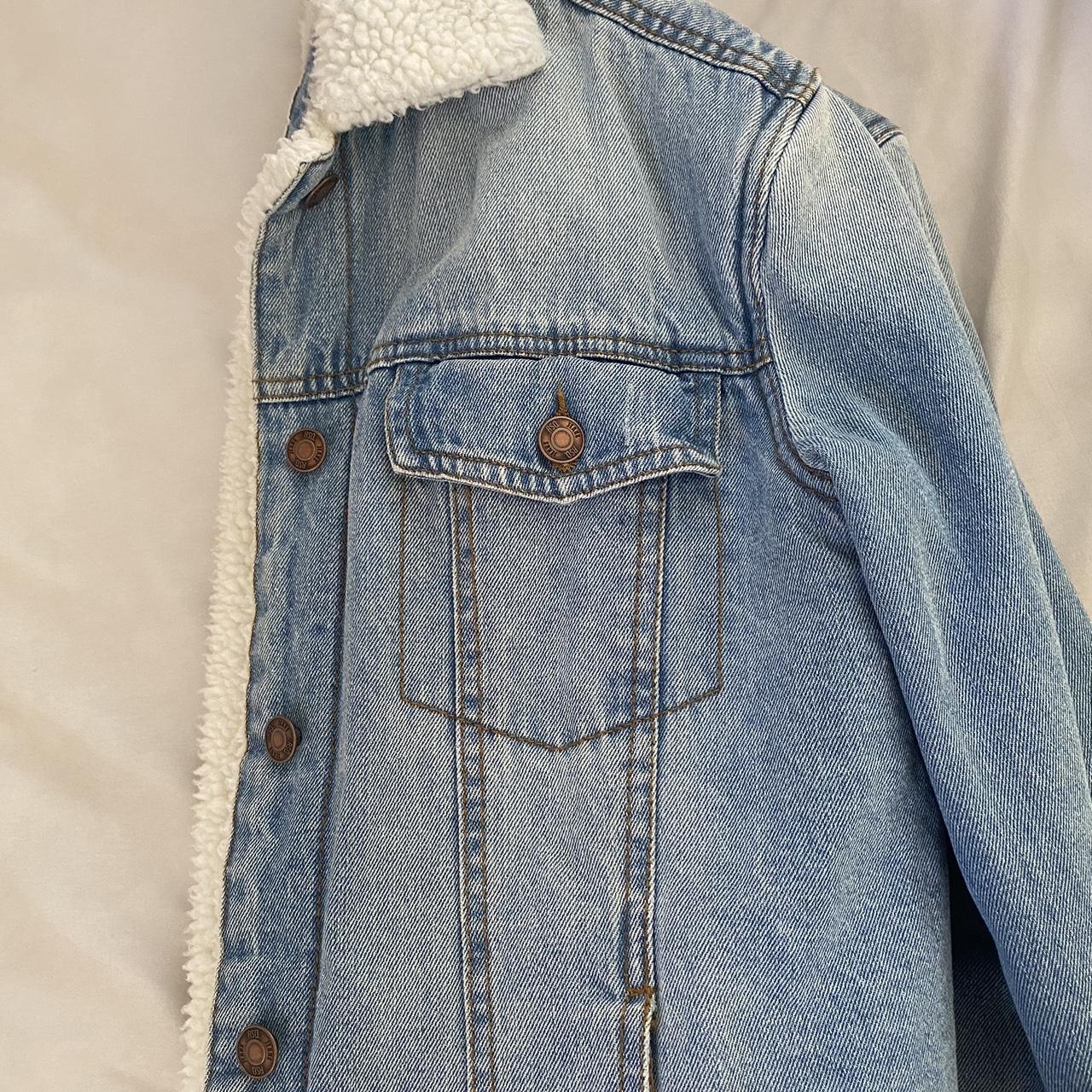 Fuzzy jean jacket! Super good quality and oversized... - Depop