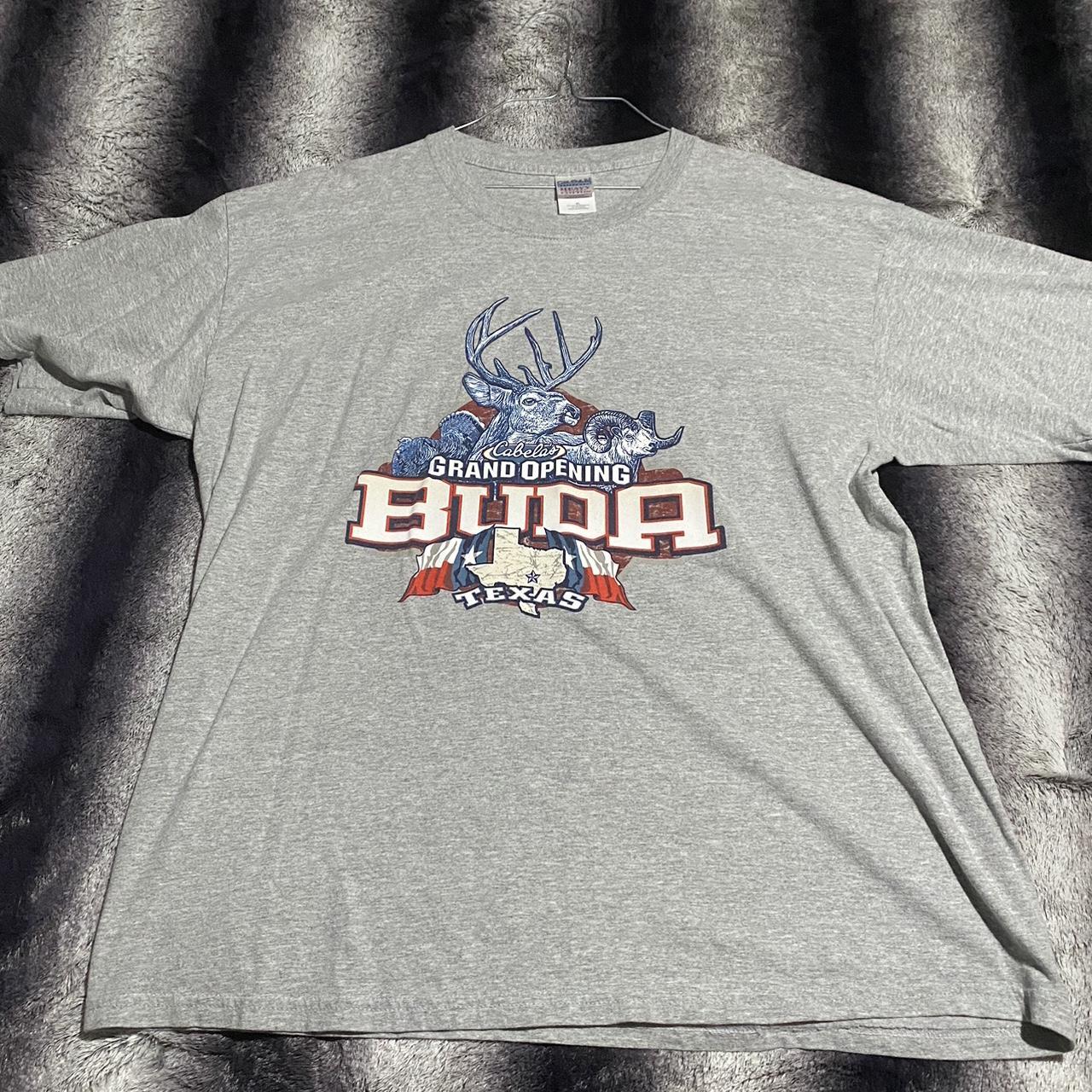 Cabela's Buda, Texas Grand Opening Tee, light gray,... Depop