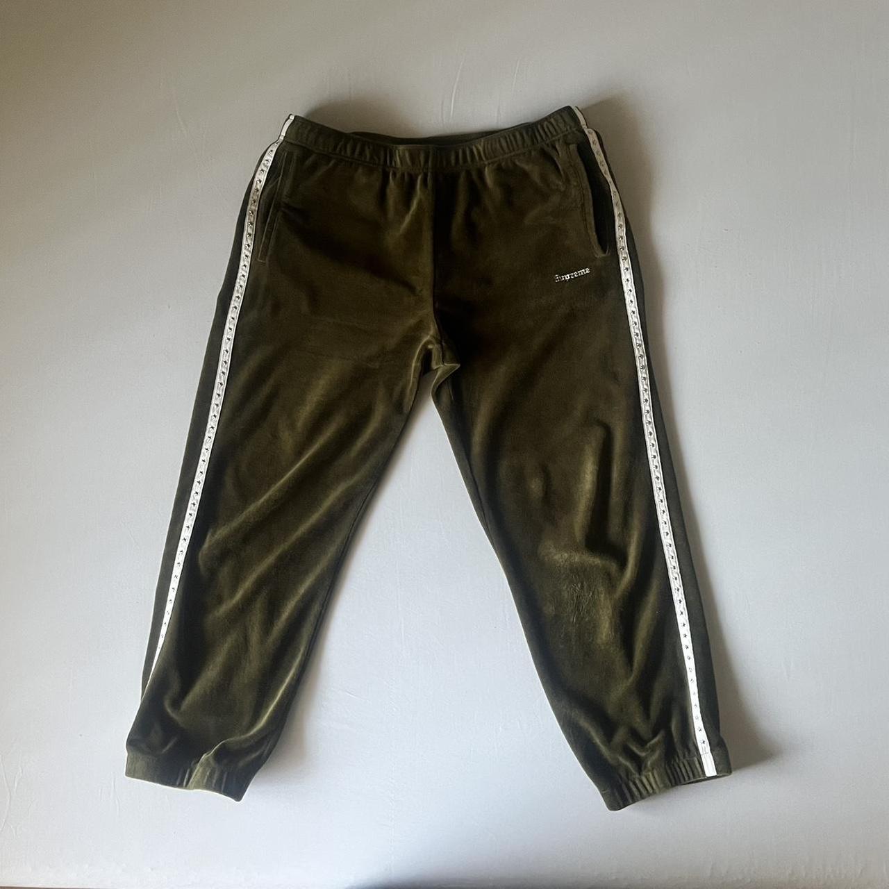 Supreme Studded Velour Warm Up Pant, Olive