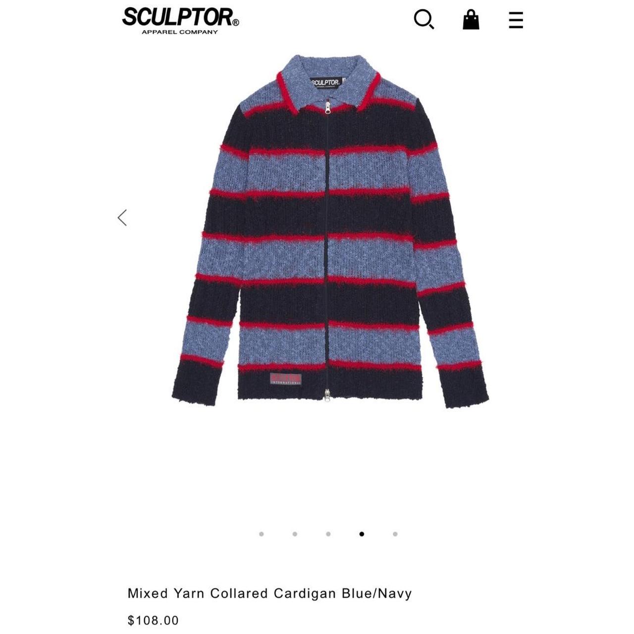 ・。.・ mixed yarn collared cardigan from korean brand...