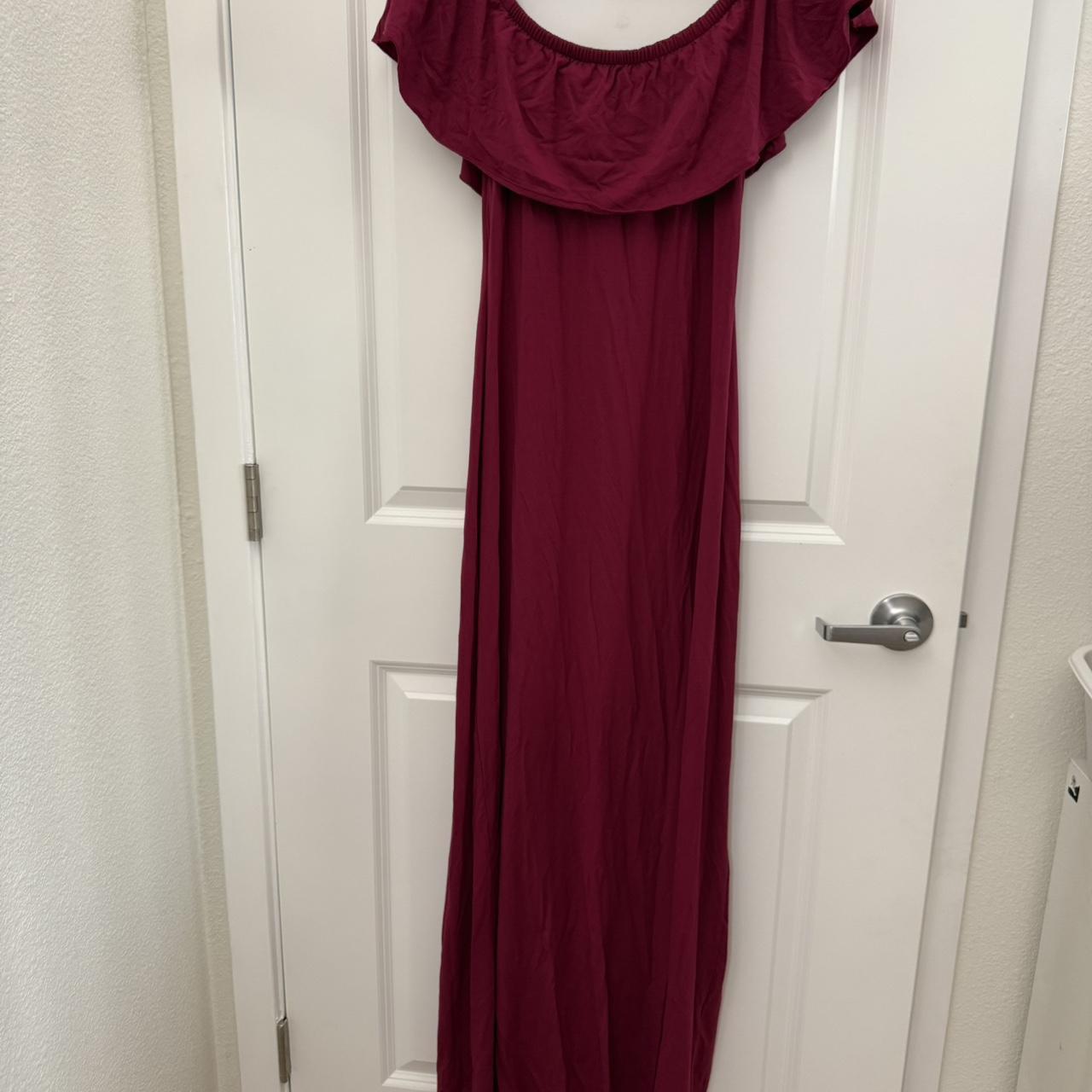 ModCloth Women's Dress Burgundy/Red S – Burgundy off shoulder