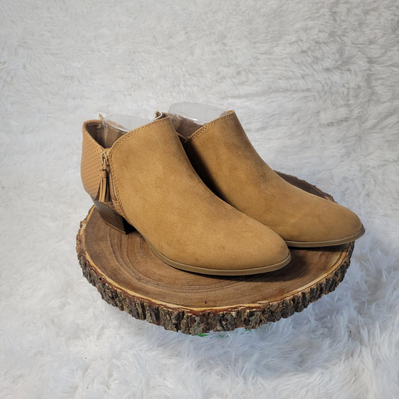 Caramel Faux-Suede Ankle Booties Size Depop