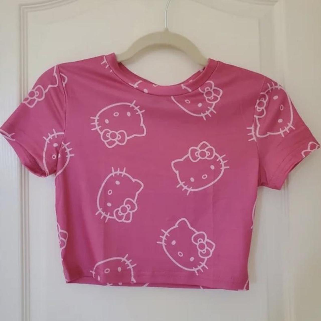 Shein x hello kitty pink top!! Worn once! Black lint... - Depop