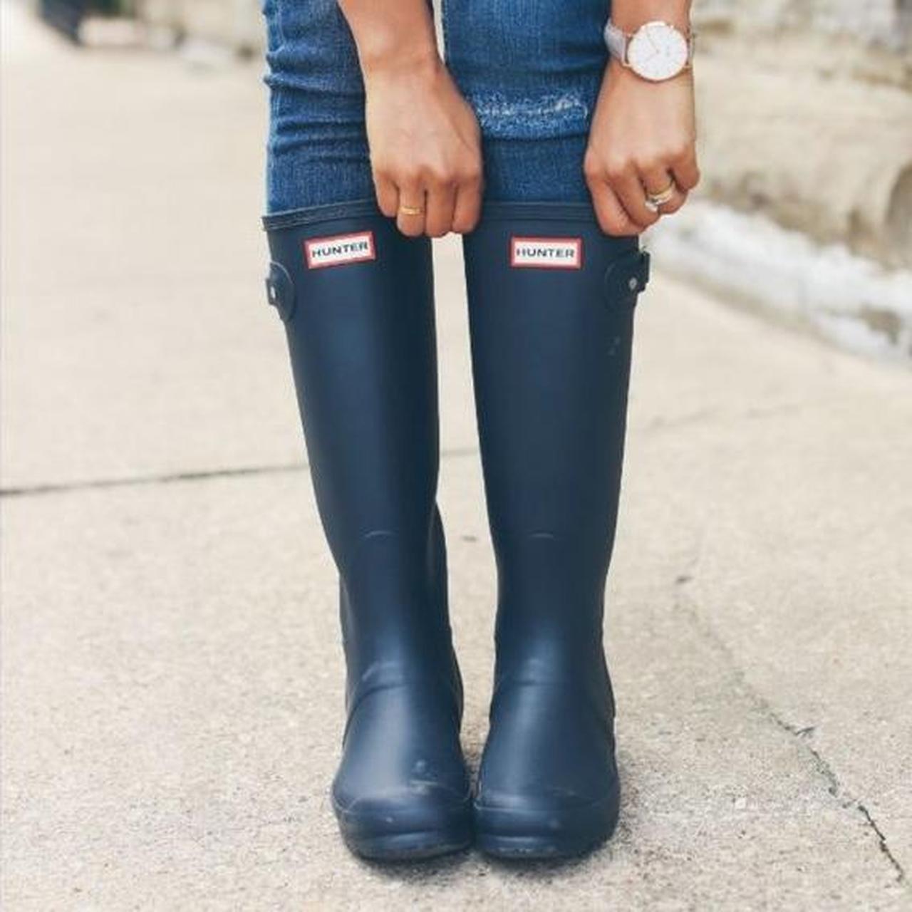 Navy blue hunter cheap rain boots