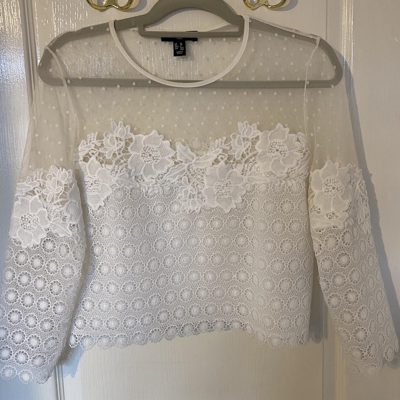 Floral Lace Mesh Top From Next Size 10 Barely Depop