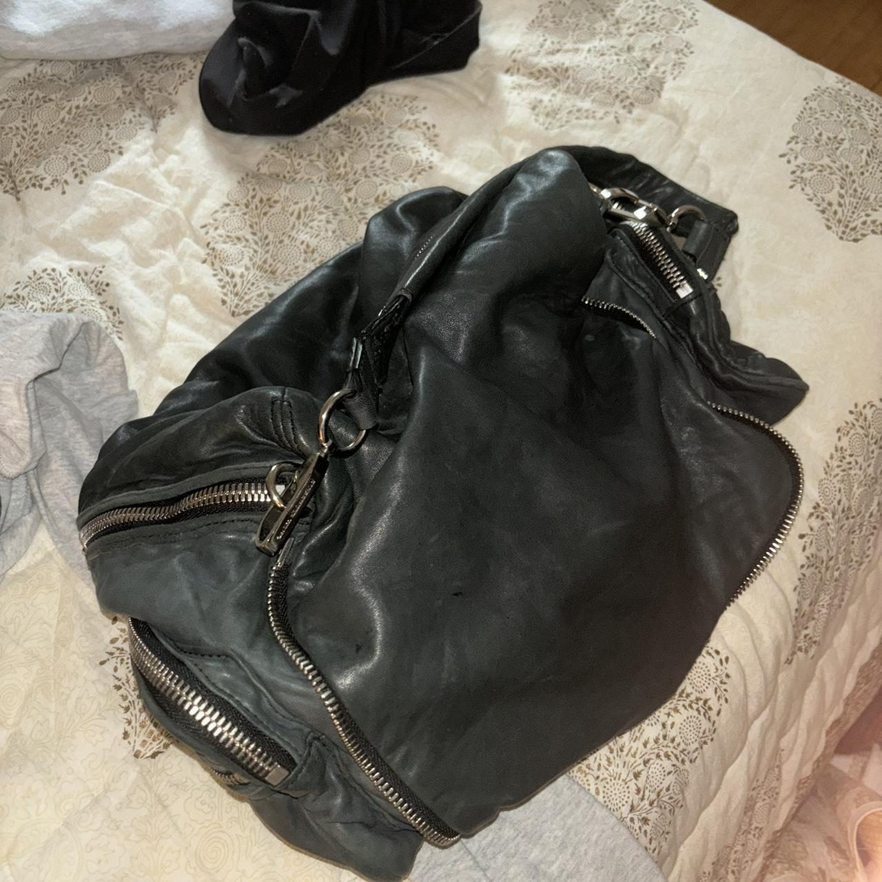 Black leather Alexander wang zipper bag | Depop
