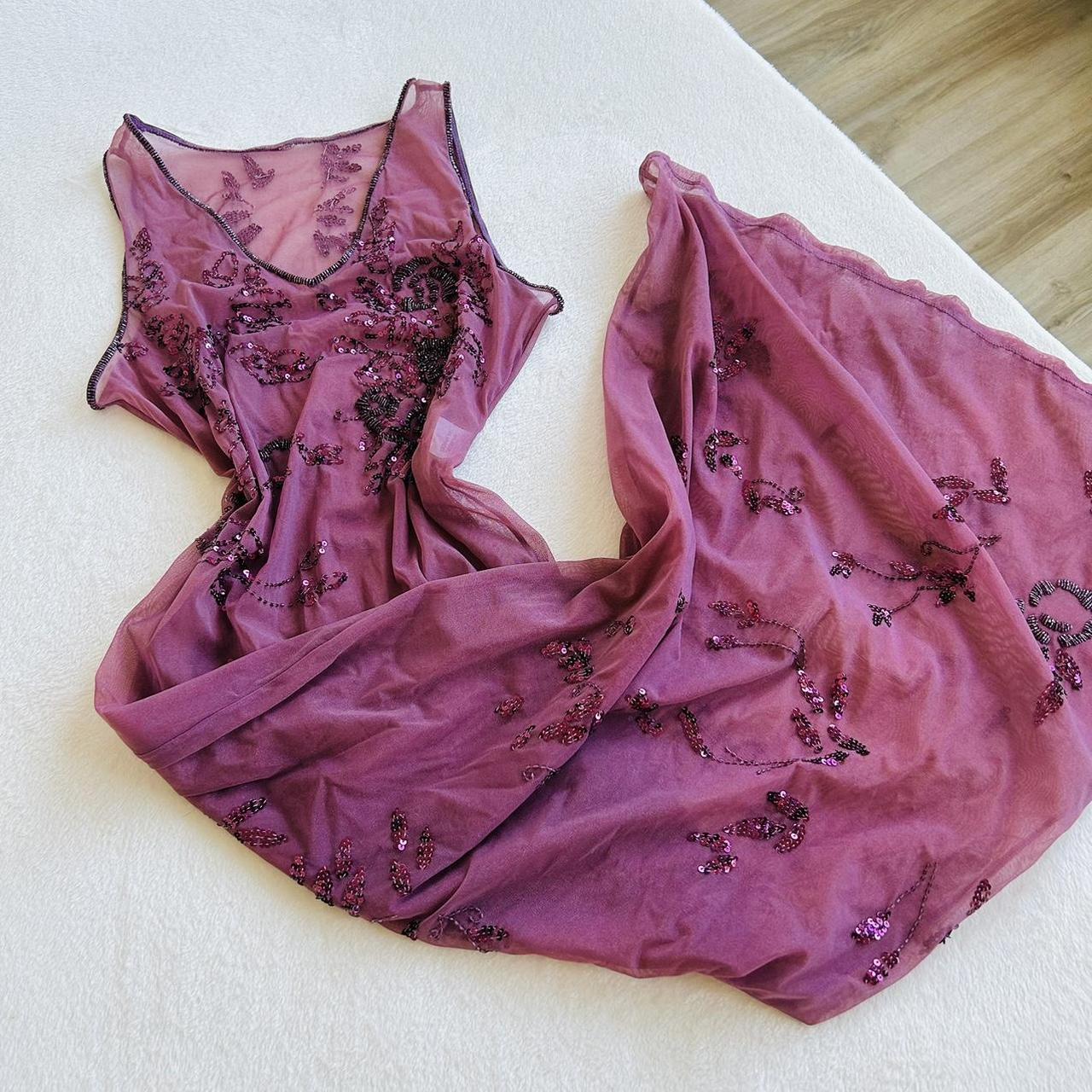 Mesh embellished maxi dress (M/L, L) A deep purple... - Depop