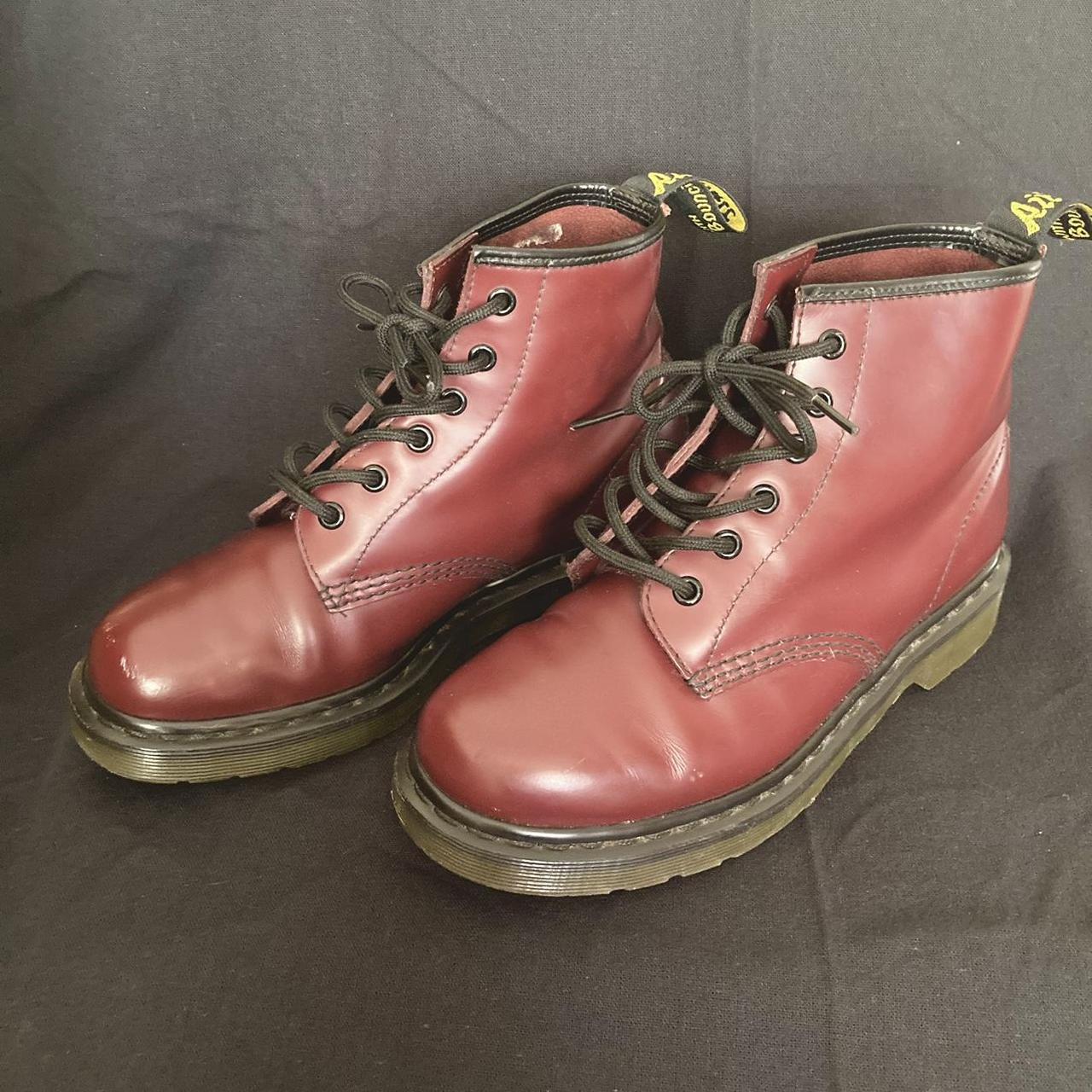 Dr. Martens 101 6 eye boots in cherry red smooth. Depop