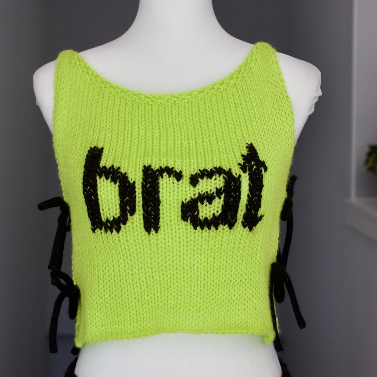 💚Brat summer-inspired cropped top/vest with bows on - Depop
