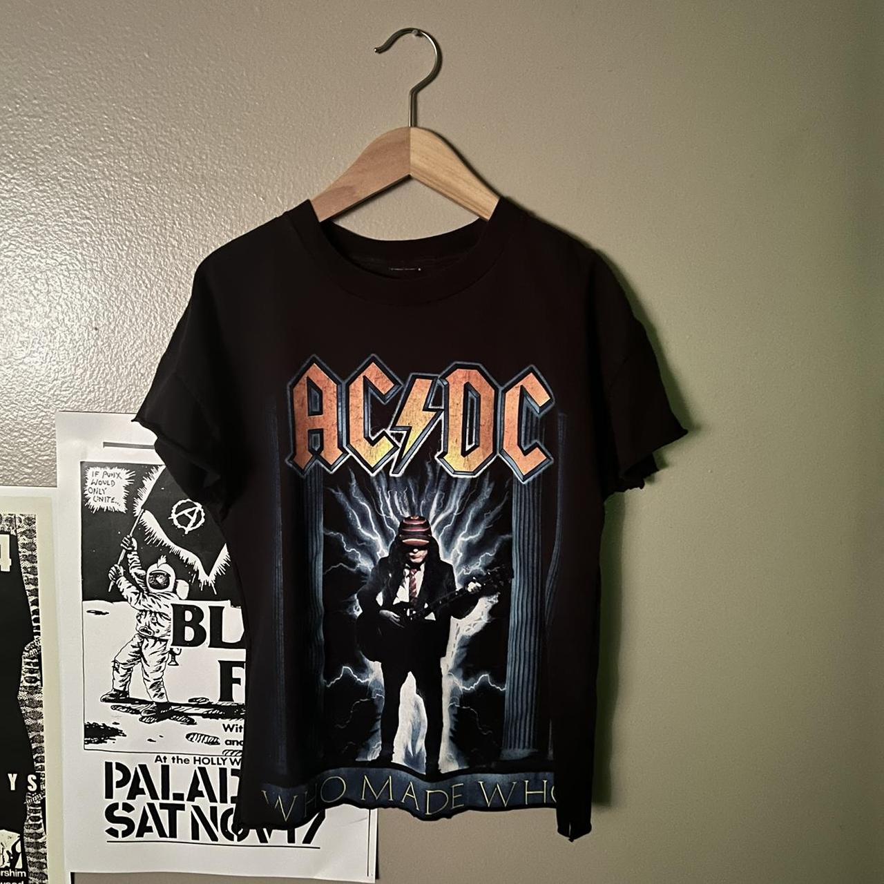 slightly cropped vintage AC/DC t shirt... - Depop