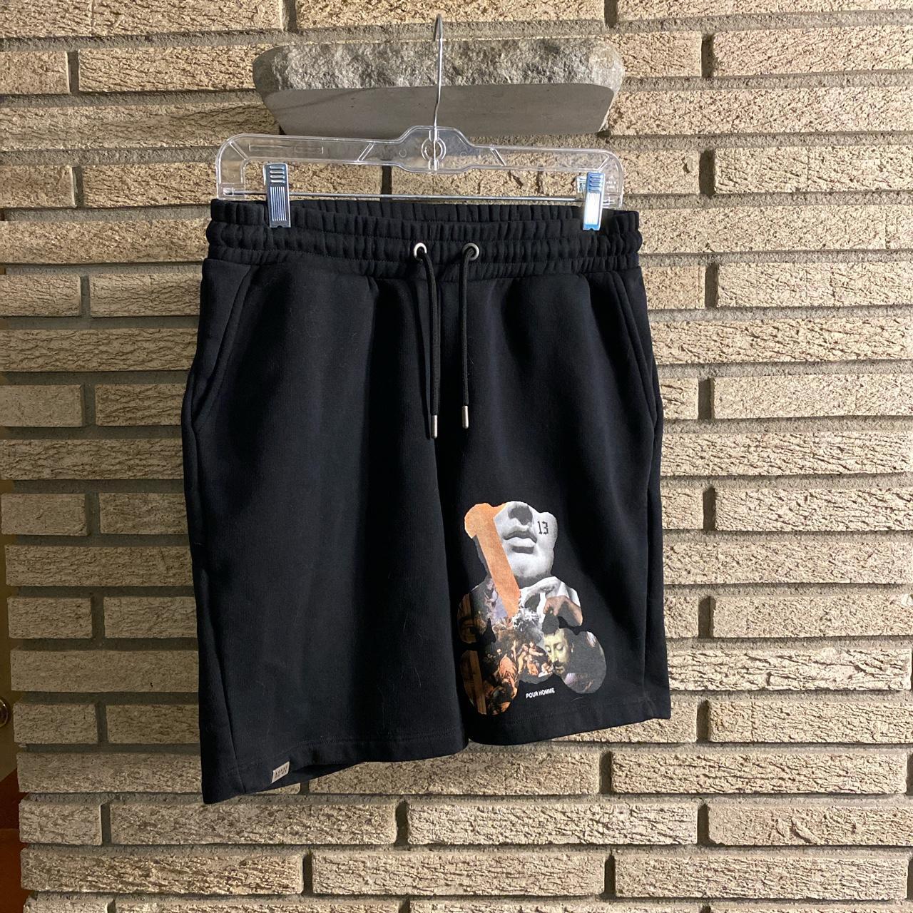 boohoo man shorts with graphic size medium lightly... Depop