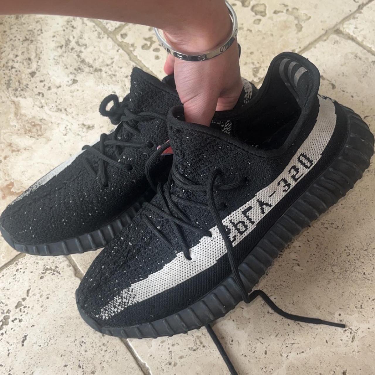 Black and white Yeezys Good condition but quite old... - Depop