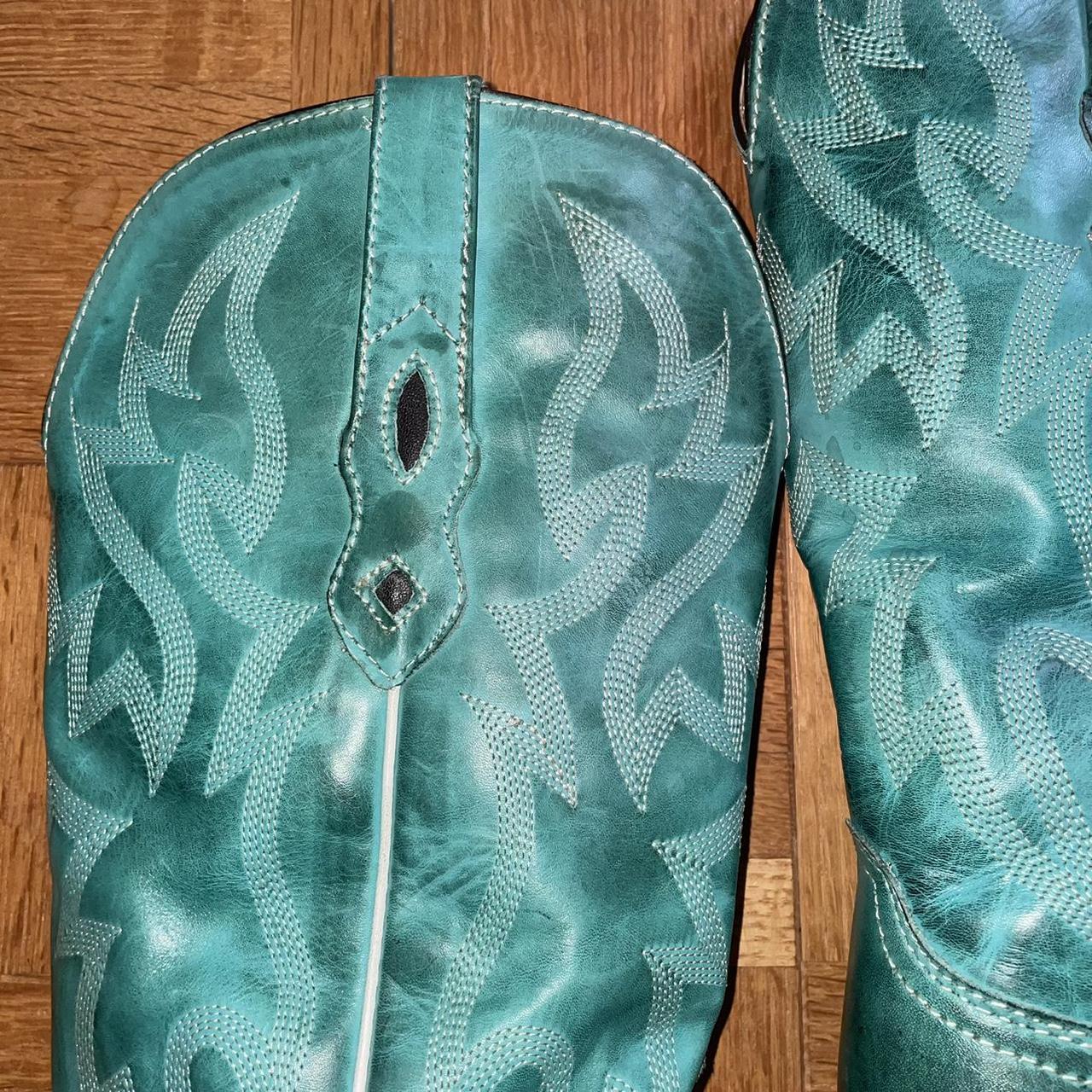 Vintage teal cowboy boots! Brand is nocona!! These... Depop