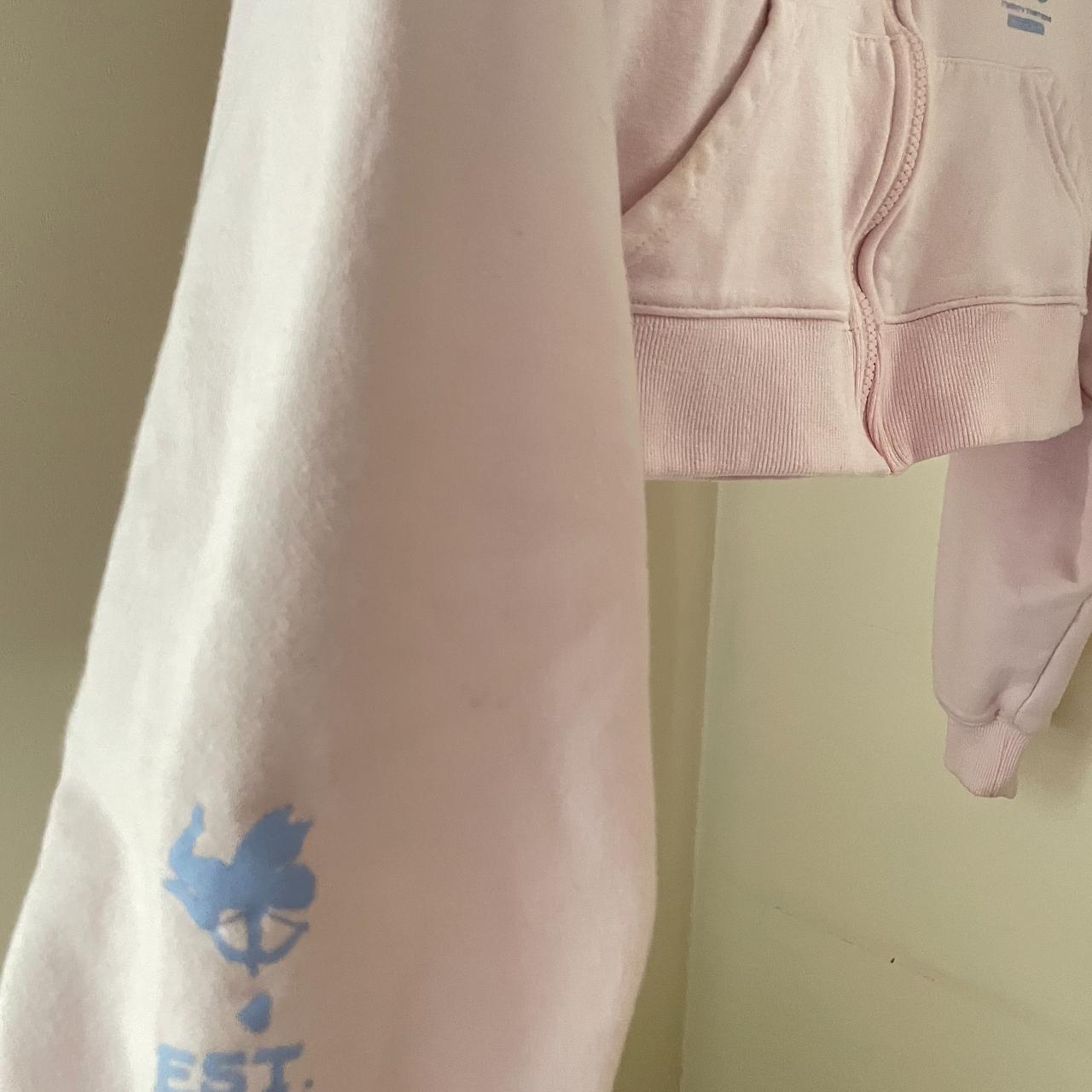 croppped baby pink White Fox zip up hoodie... Depop