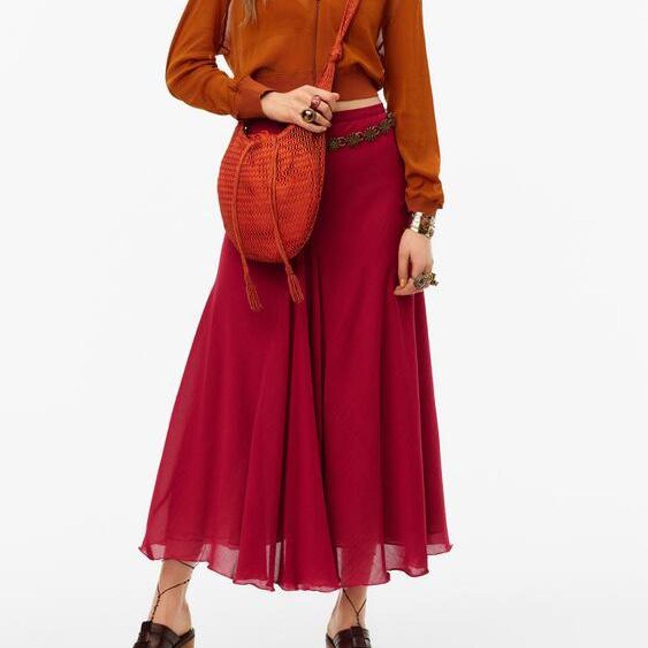 Long flowy outlet red skirt