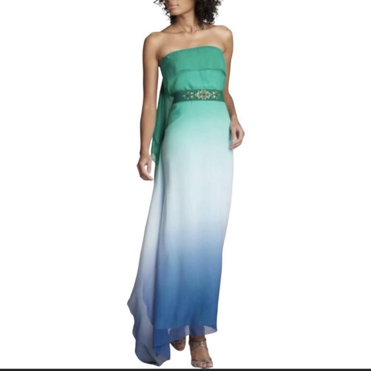 New 398 BCBGMaxazria Silk Blue Green Ombre Flowy