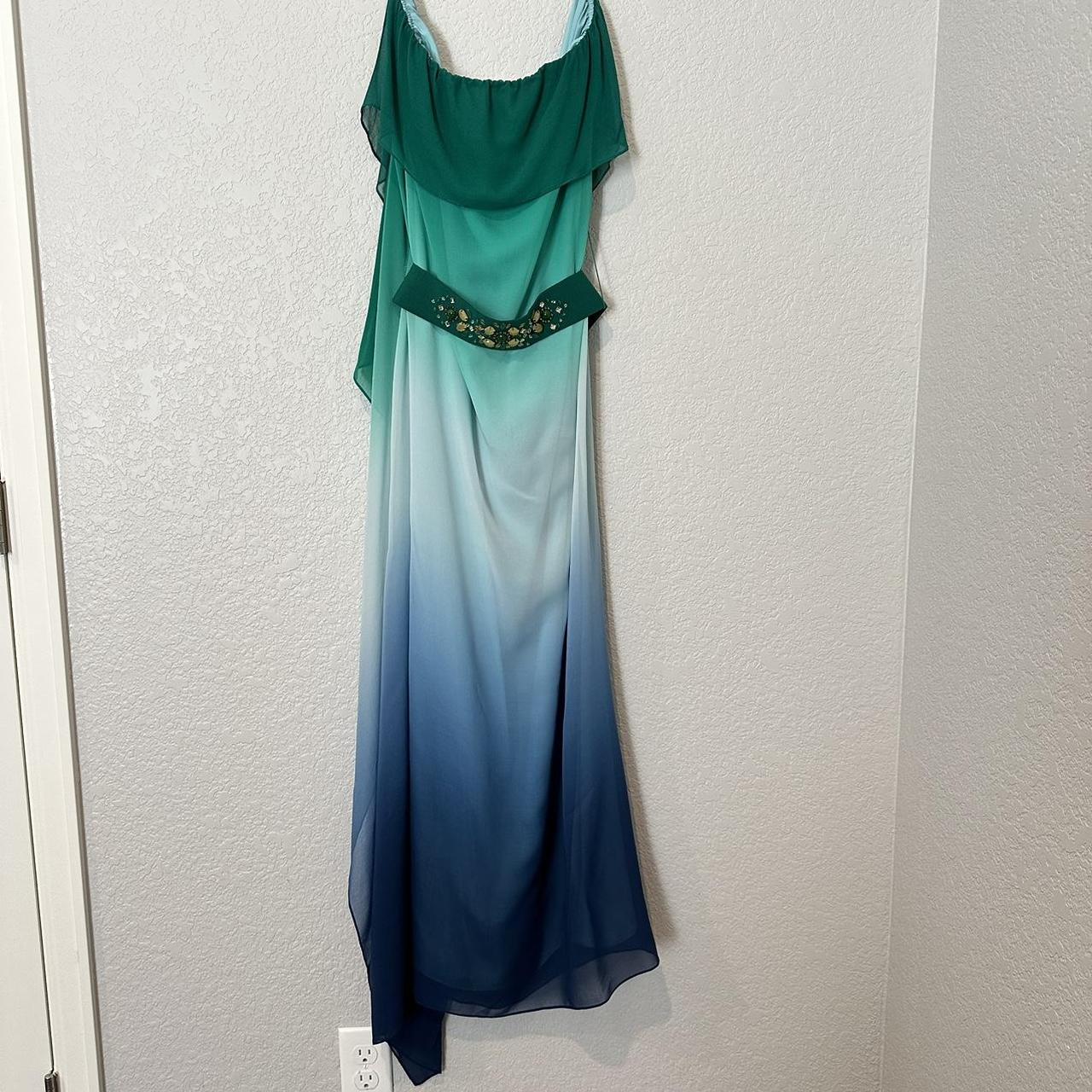 New 398 BCBGMaxazria Silk Blue Green Ombre Flowy Depop