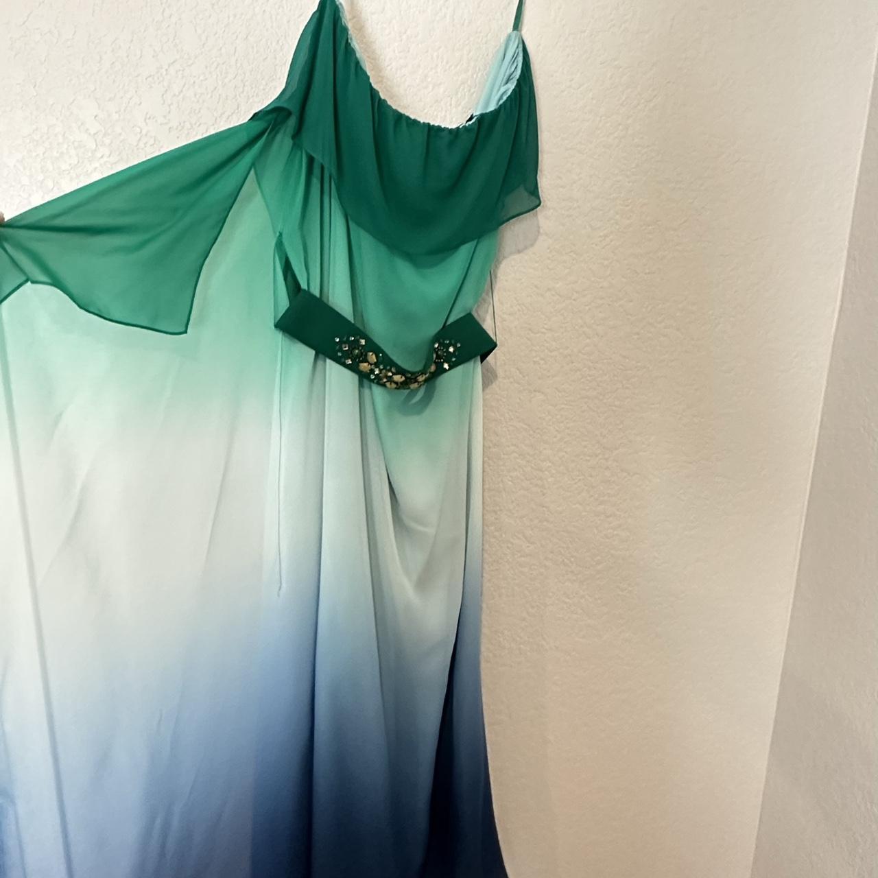 New 398 BCBGMaxazria Silk Blue Green Ombre Flowy