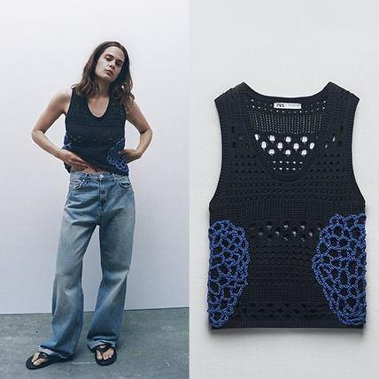 ZARA Light Blue Crochet Knit Bralette Top - $27 - From Mia