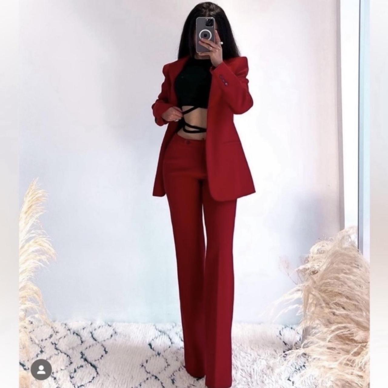 Zara red pantsuit new arrivals