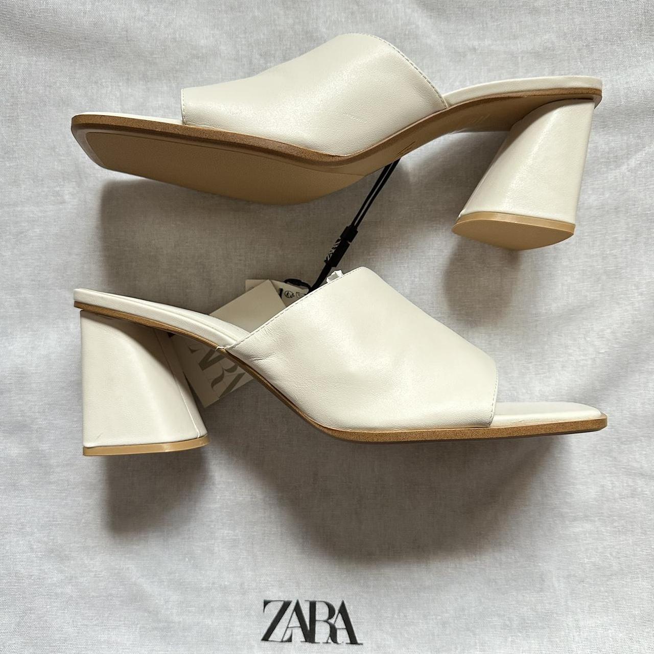 Zara Thick Heel Mules Zara Light Blue Square Toe Heels Sz 39