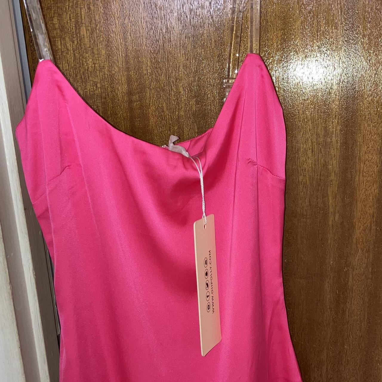 Ohpolly Satin Barbie Pink Neon Mini Dress Size 4 New... - Depop