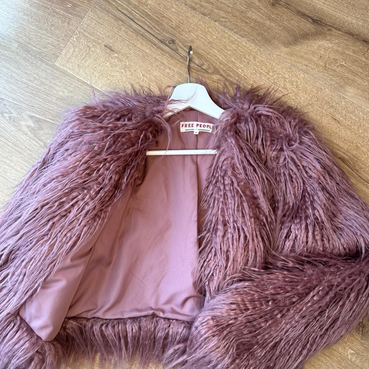 Free People Women s Pink Fur Jacket crop fur