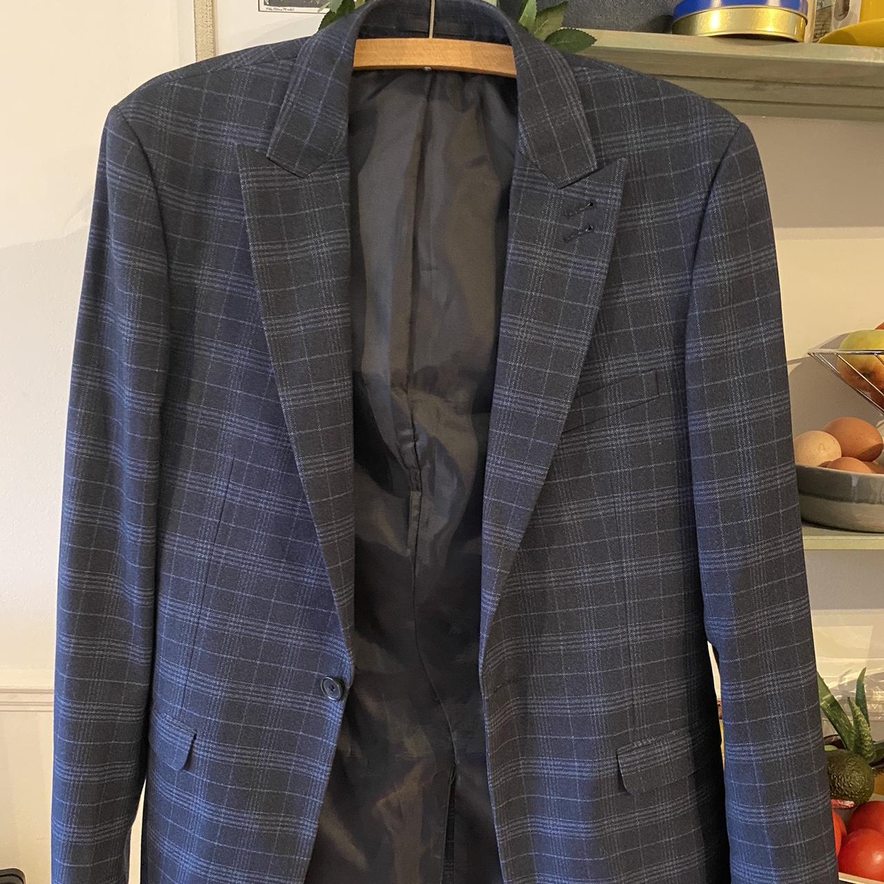 Rudie blue checked suit jacket blazer size 40 - Depop