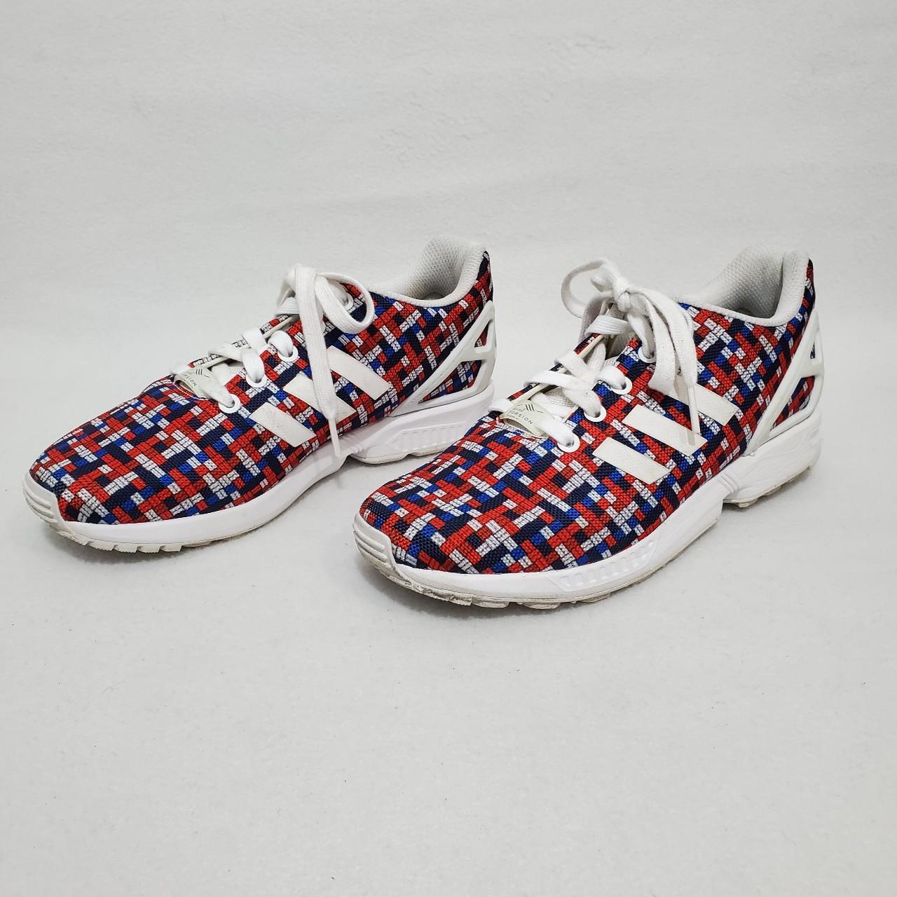 Adidas zx flux cheap red white and blue