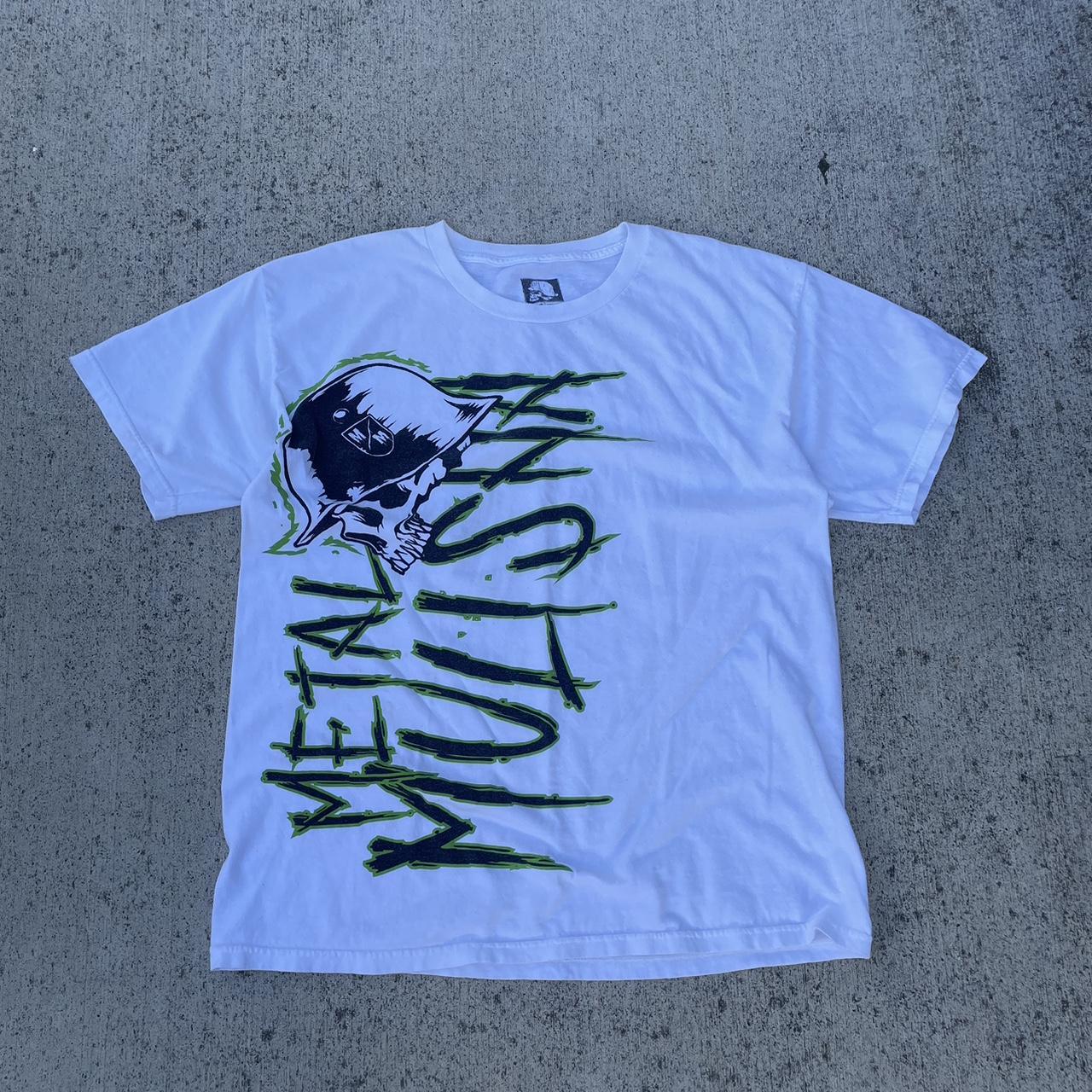 Y2k Metal Mulisha Skull tee Sz L Flaws shown Dm for... Depop