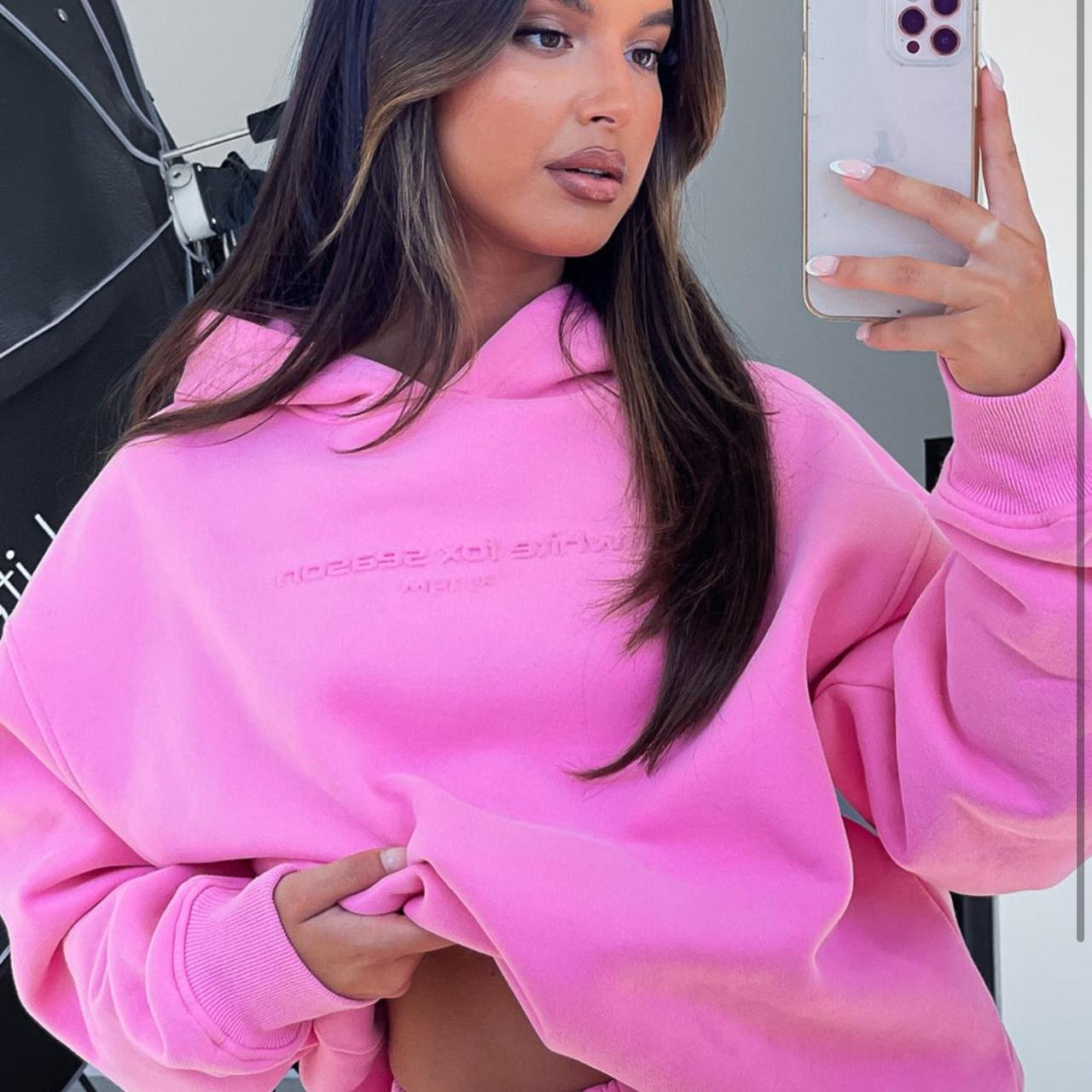 white fox pink oversized hoodie only worn once size... Depop