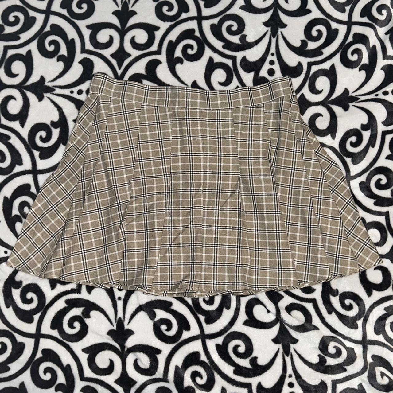 Pleated Plaid Plaid Skirt Garage Garage Taupe Pleated Plaid Mini
