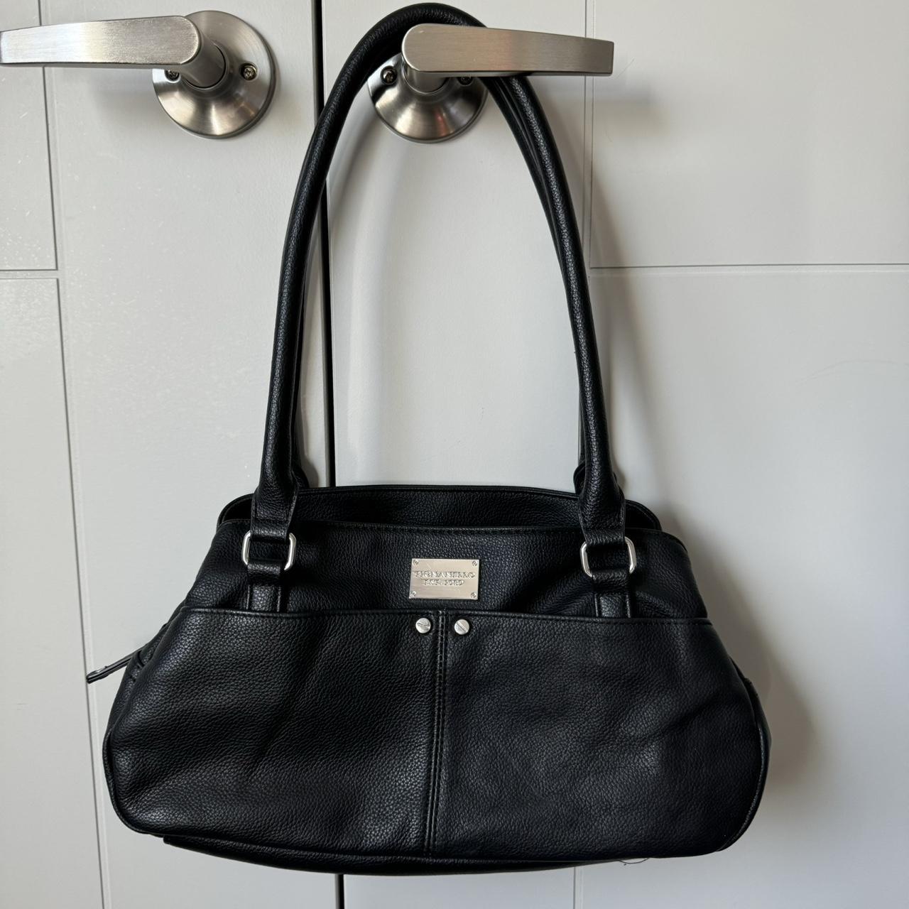 Tignanello black leather shoulder bag L 12” H... Depop