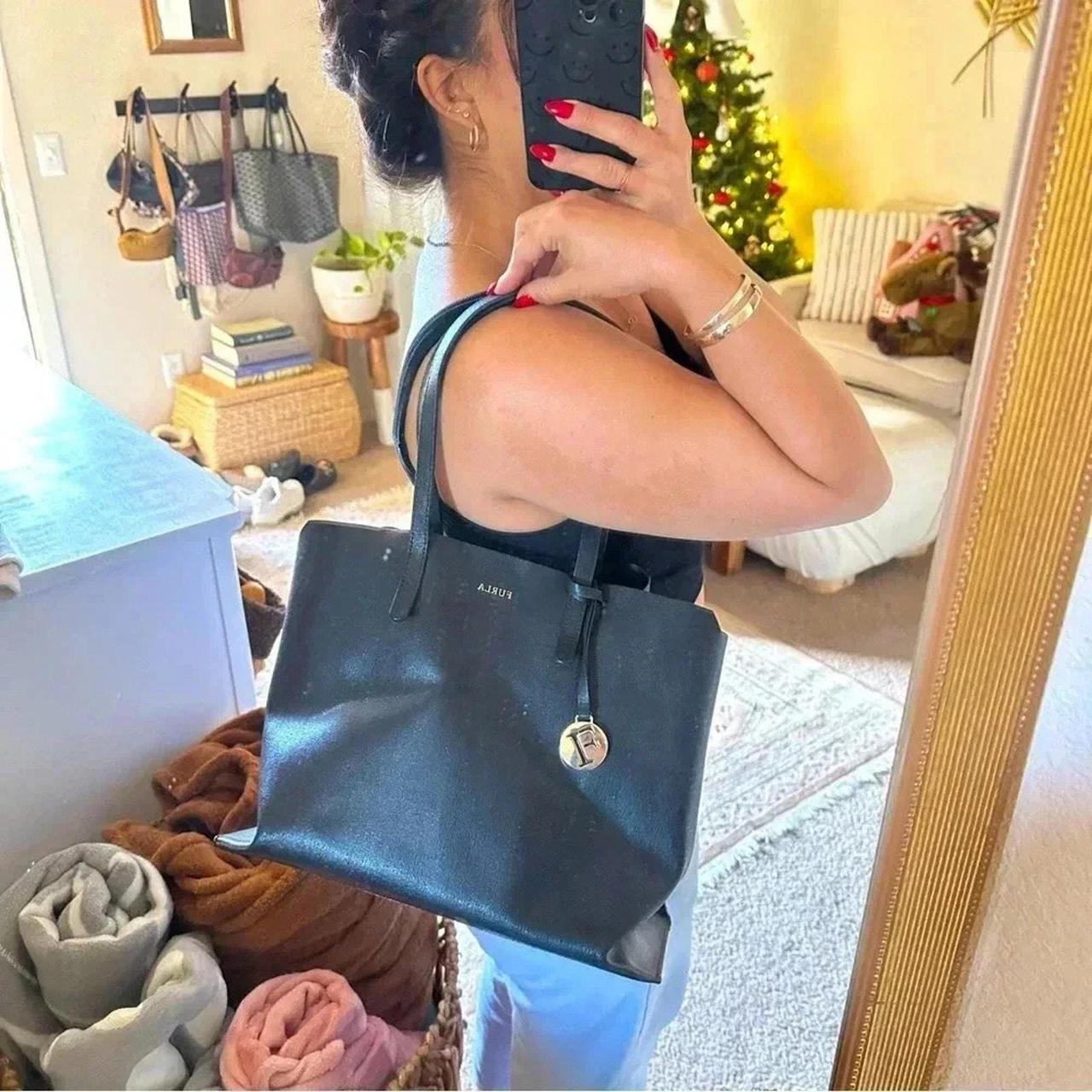 Furla Women's Bag Black/Gold – FURLA Sally Saffiano Leather Tote