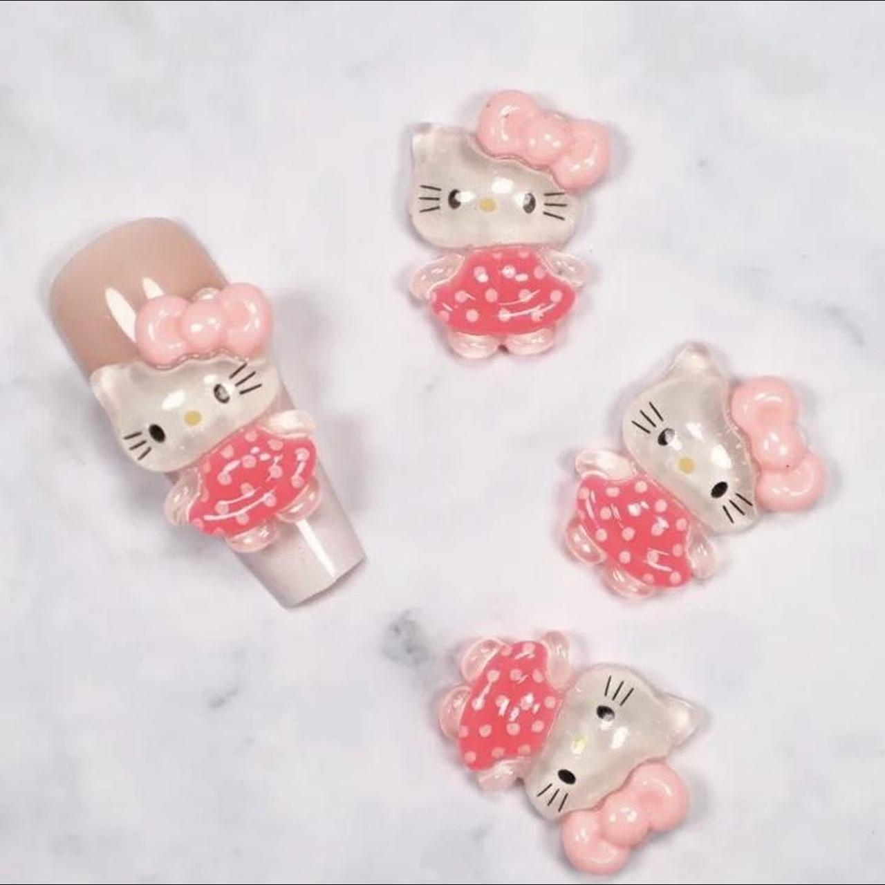 10 Piece Hello Kitty Full Body Kawaii Nail Charms  - Depop
